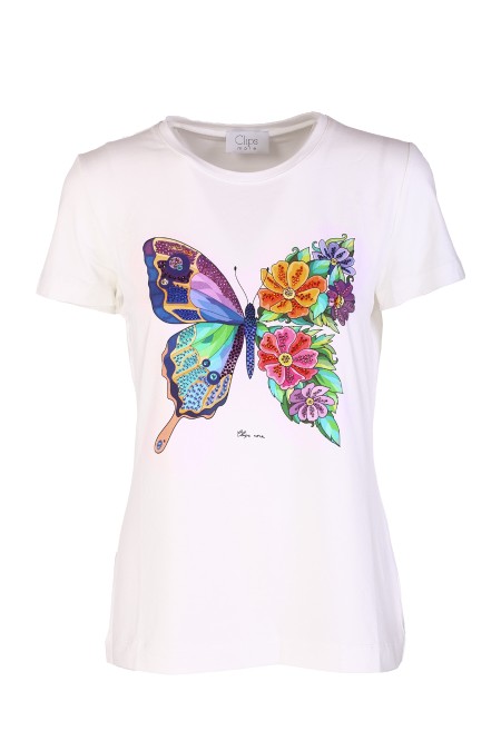Shop CLIPS  T-shirt: T-shirt clips with butterfly.
Sleeveless.
Crew neck.
Regular fit.
Composition: 95% viscose, 5% elastane.. G552 9527-03